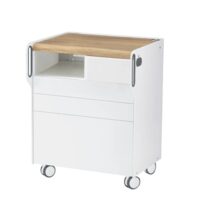 Dulap mobil RUCK ROOM move M, cu compartiment pentru aparat în partea stângă, 3 sertare, finisaj CPL stejar, pregătit pentru montarea lămpii CIRCLE XL Professional pentru stângaci, 77 × 61 × 52 cm