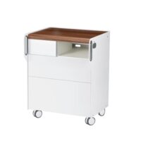 Dulap mobil RUCK ROOM move M, cu compartiment pentru aparat în partea dreaptă, 2 sertare, finisaj CPL nuc, 77 × 61 × 52 cm